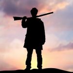 Hunting Ban DEFIED in Open Protest Silhouette of a person holding a rifle against a colorful sunset sky